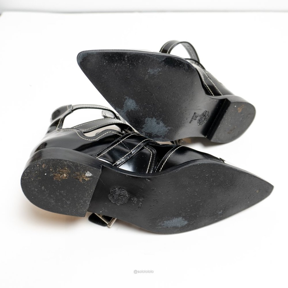Alexander Mcqueen black leather cage ankle boots with pointy toe - Picture 9 of 15